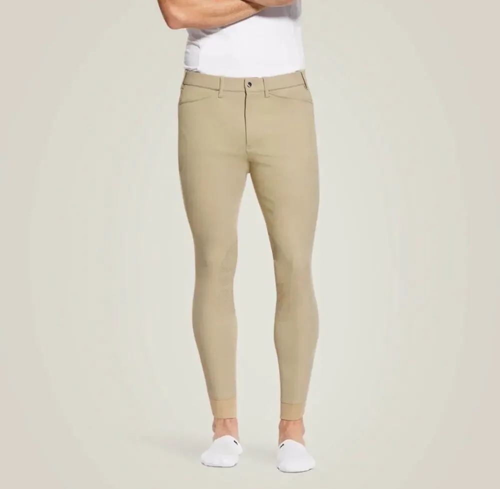 Men's Beige Ariat Tri Factor Grip Knee Patch Breeches Sz 32